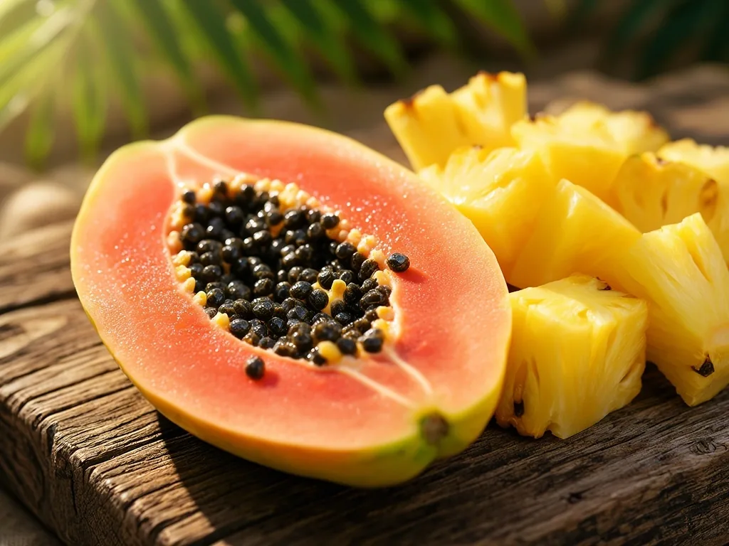 Papaya y piña fresca